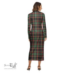 ScotsTee Shop Scottish Cumming Hunting Ancient Clan Crest Tartan Womens Mock Neck Long Sleeve Midi Dress