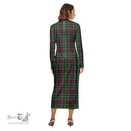 ScotsTee Shop Scottish Crosbie Clan Crest Tartan Womens Mock Neck Long Sleeve Midi Dress