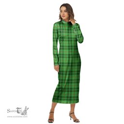 ScotsTee Shop Scottish Galloway District Clan Tartan Womens Mock Neck Long Sleeve Midi Dress