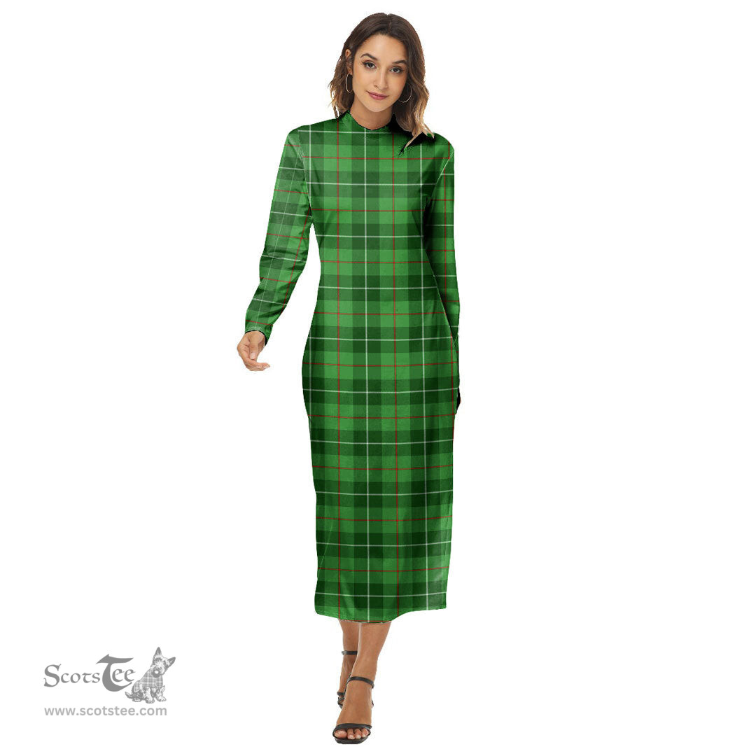 ScotsTee Shop Scottish Galloway District Clan Tartan Womens Mock Neck Long Sleeve Midi Dress