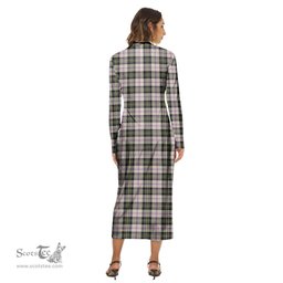 ScotsTee Shop Scottish MacPherson Dress Ancient Clan Tartan Womens Mock Neck Long Sleeve Midi Dress