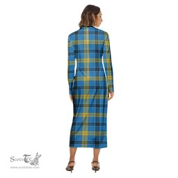 ScotsTee Shop Scottish Laing Clan Crest Tartan Womens Mock Neck Long Sleeve Midi Dress
