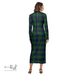 ScotsTee Shop Scottish Keith Modern Clan Tartan Womens Mock Neck Long Sleeve Midi Dress