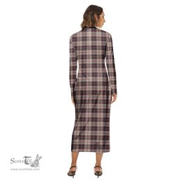 ScotsTee Shop Scottish MacPherson Hunting Ancient Clan Tartan Womens Mock Neck Long Sleeve Midi Dress