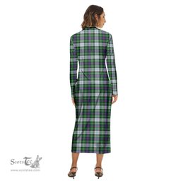 ScotsTee Shop Scottish MacKenzie Dress Modern Clan Tartan Womens Mock Neck Long Sleeve Midi Dress