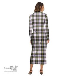 ScotsTee Shop Scottish MacPherson Dress Modern Clan Tartan Womens Mock Neck Long Sleeve Midi Dress
