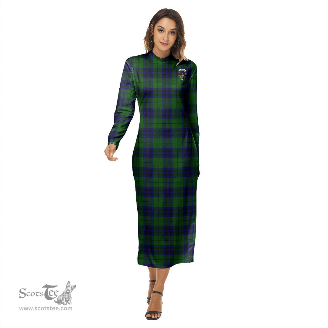 ScotsTee Shop Scottish Keith Modern Clan Crest Tartan Womens Mock Neck Long Sleeve Midi Dress