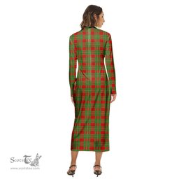 ScotsTee Shop Scottish MacGregor Modern Clan Tartan Womens Mock Neck Long Sleeve Midi Dress