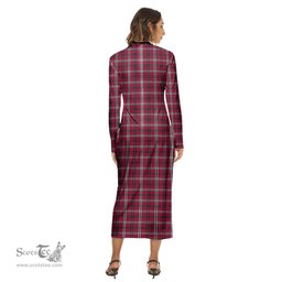ScotsTee Shop Scottish Little Clan Tartan Womens Mock Neck Long Sleeve Midi Dress