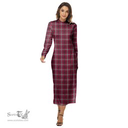 ScotsTee Shop Scottish Little Clan Tartan Womens Mock Neck Long Sleeve Midi Dress
