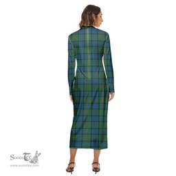 ScotsTee Shop Scottish Lauder Clan Tartan Womens Mock Neck Long Sleeve Midi Dress