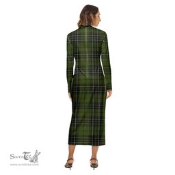ScotsTee Shop Scottish MacLean Hunting Clan Crest Tartan Womens Mock Neck Long Sleeve Midi Dress