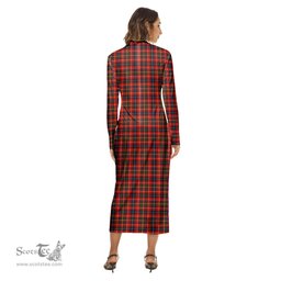 ScotsTee Shop Scottish Innes Modern Clan Crest Tartan Womens Mock Neck Long Sleeve Midi Dress