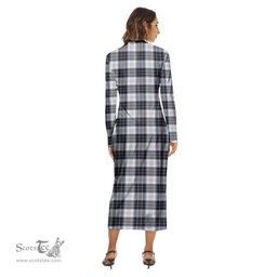 ScotsTee Shop Scottish MacRae Dress Modern Clan Crest Tartan Womens Mock Neck Long Sleeve Midi Dress