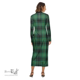 ScotsTee Shop Scottish MacArthur Ancient Clan Crest Tartan Womens Mock Neck Long Sleeve Midi Dress