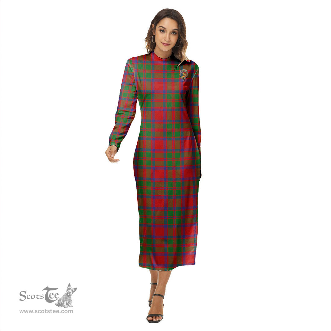 ScotsTee Shop Scottish MacKintosh Modern Clan Crest Tartan Womens Mock Neck Long Sleeve Midi Dress