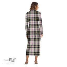 ScotsTee Shop Scottish MacPherson Dress Ancient Clan Crest Tartan Womens Mock Neck Long Sleeve Midi Dress
