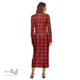 ScotsTee Shop Scottish MacIan Clan Tartan Womens Mock Neck Long Sleeve Midi Dress