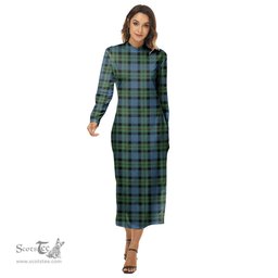 ScotsTee Shop Scottish MacKay Ancient Clan Tartan Womens Mock Neck Long Sleeve Midi Dress