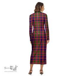 ScotsTee Shop Scottish MacIntyre Modern Clan Tartan Womens Mock Neck Long Sleeve Midi Dress