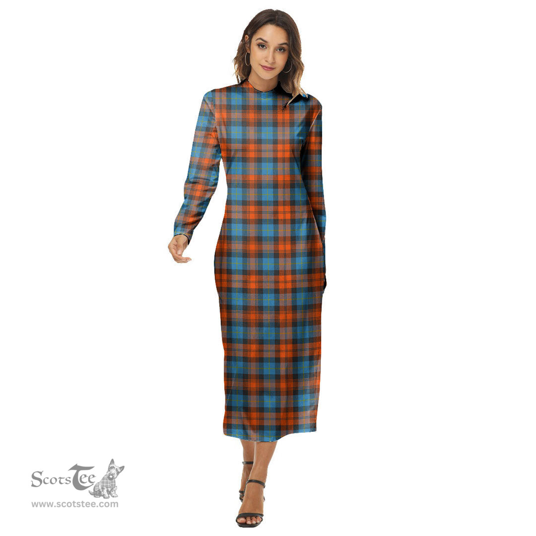 ScotsTee Shop Scottish MacLachlan Ancient Clan Tartan Womens Mock Neck Long Sleeve Midi Dress