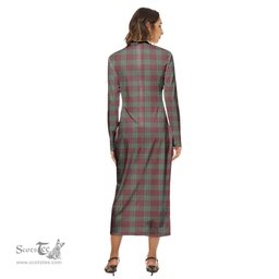 ScotsTee Shop Scottish MacGregor Hunting Ancient Clan Tartan Womens Mock Neck Long Sleeve Midi Dress