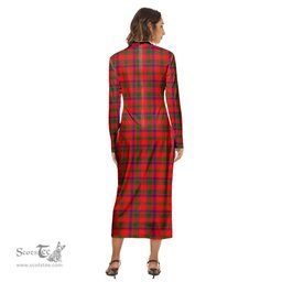 ScotsTee Shop Scottish MacColl Modern Clan Tartan Womens Mock Neck Long Sleeve Midi Dress