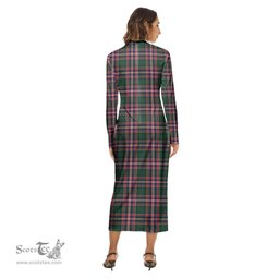 ScotsTee Shop Scottish MacFarlane Hunting Modern Clan Crest Tartan Womens Mock Neck Long Sleeve Midi Dress