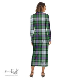 ScotsTee Shop Scottish MacKenzie Dress Modern Clan Crest Tartan Womens Mock Neck Long Sleeve Midi Dress