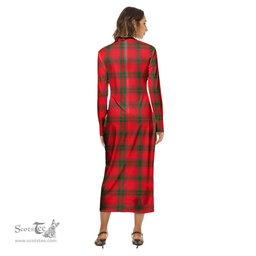ScotsTee Shop Scottish MacNab Modern Clan Crest Tartan Womens Mock Neck Long Sleeve Midi Dress