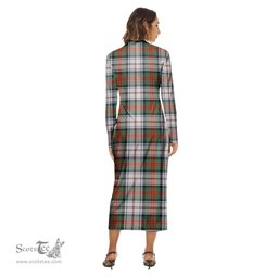 ScotsTee Shop Scottish MacDuff Dress Ancient Clan Crest Tartan Womens Mock Neck Long Sleeve Midi Dress