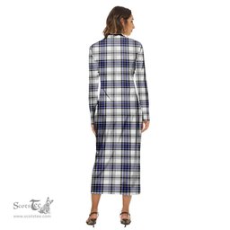 ScotsTee Shop Scottish Hannay Modern Clan Tartan Womens Mock Neck Long Sleeve Midi Dress