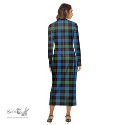 ScotsTee Shop Scottish Guthrie Ancient Clan Tartan Womens Mock Neck Long Sleeve Midi Dress
