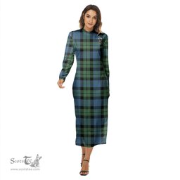 ScotsTee Shop Scottish MacKay Ancient Clan Crest Tartan Womens Mock Neck Long Sleeve Midi Dress