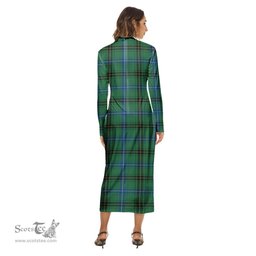ScotsTee Shop Scottish Henderson Ancient Clan Crest Tartan Womens Mock Neck Long Sleeve Midi Dress