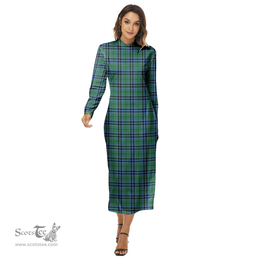 ScotsTee Shop Scottish Keith Ancient Clan Tartan Womens Mock Neck Long Sleeve Midi Dress