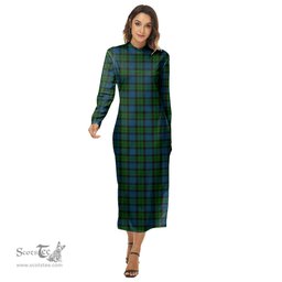 ScotsTee Shop Scottish MacKay Modern Clan Tartan Womens Mock Neck Long Sleeve Midi Dress
