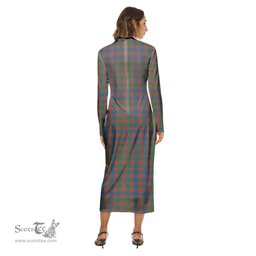 ScotsTee Shop Scottish MacIntyre Ancient Clan Crest Tartan Womens Mock Neck Long Sleeve Midi Dress