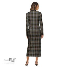 ScotsTee Shop Scottish MacKenzie Weathered Clan Tartan Womens Mock Neck Long Sleeve Midi Dress