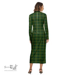 ScotsTee Shop Scottish Kincaid Modern Clan Tartan Womens Mock Neck Long Sleeve Midi Dress