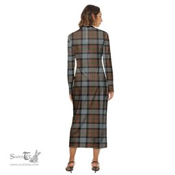 ScotsTee Shop Scottish MacLaren Weathered Clan Tartan Womens Mock Neck Long Sleeve Midi Dress