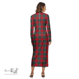 ScotsTee Shop Scottish MacPhail Clan Clan Tartan Womens Mock Neck Long Sleeve Midi Dress
