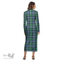 ScotsTee Shop Scottish Morrison Ancient Clan Crest Tartan Womens Mock Neck Long Sleeve Midi Dress