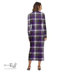 ScotsTee Shop Scottish MacDonald Dress Modern Clan Crest Tartan Womens Mock Neck Long Sleeve Midi Dress