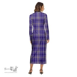ScotsTee Shop Scottish Ochterlony Clan Crest Tartan Womens Mock Neck Long Sleeve Midi Dress