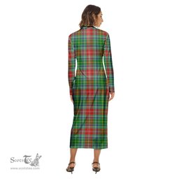 ScotsTee Shop Scottish Muirhead Clan Crest Tartan Womens Mock Neck Long Sleeve Midi Dress