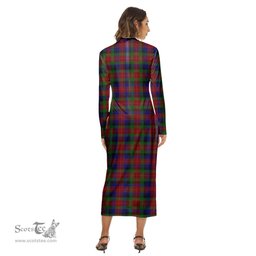 ScotsTee Shop Scottish Tennant Clan Tartan Womens Mock Neck Long Sleeve Midi Dress