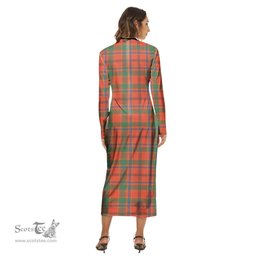ScotsTee Shop Scottish Munro Ancient Clan Tartan Womens Mock Neck Long Sleeve Midi Dress