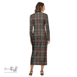 ScotsTee Shop Scottish Murray of Atholl Weathered Clan Tartan Womens Mock Neck Long Sleeve Midi Dress
