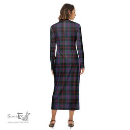ScotsTee Shop Scottish Nairn Clan Tartan Womens Mock Neck Long Sleeve Midi Dress